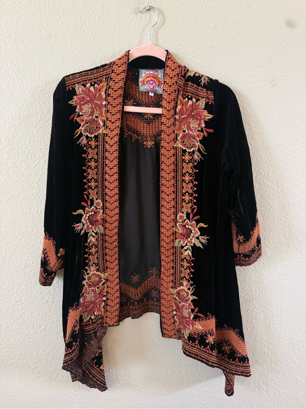 Johnny Was Elim heavily embroidered Velvet Kimono